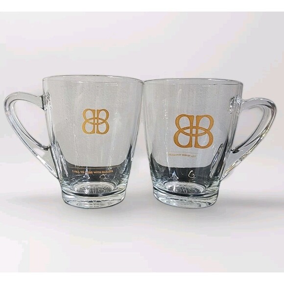 Set of 2 Bailey's Irish Cream Glass Mugs - Gold Logo & Fill Line - Picture 1 of 9